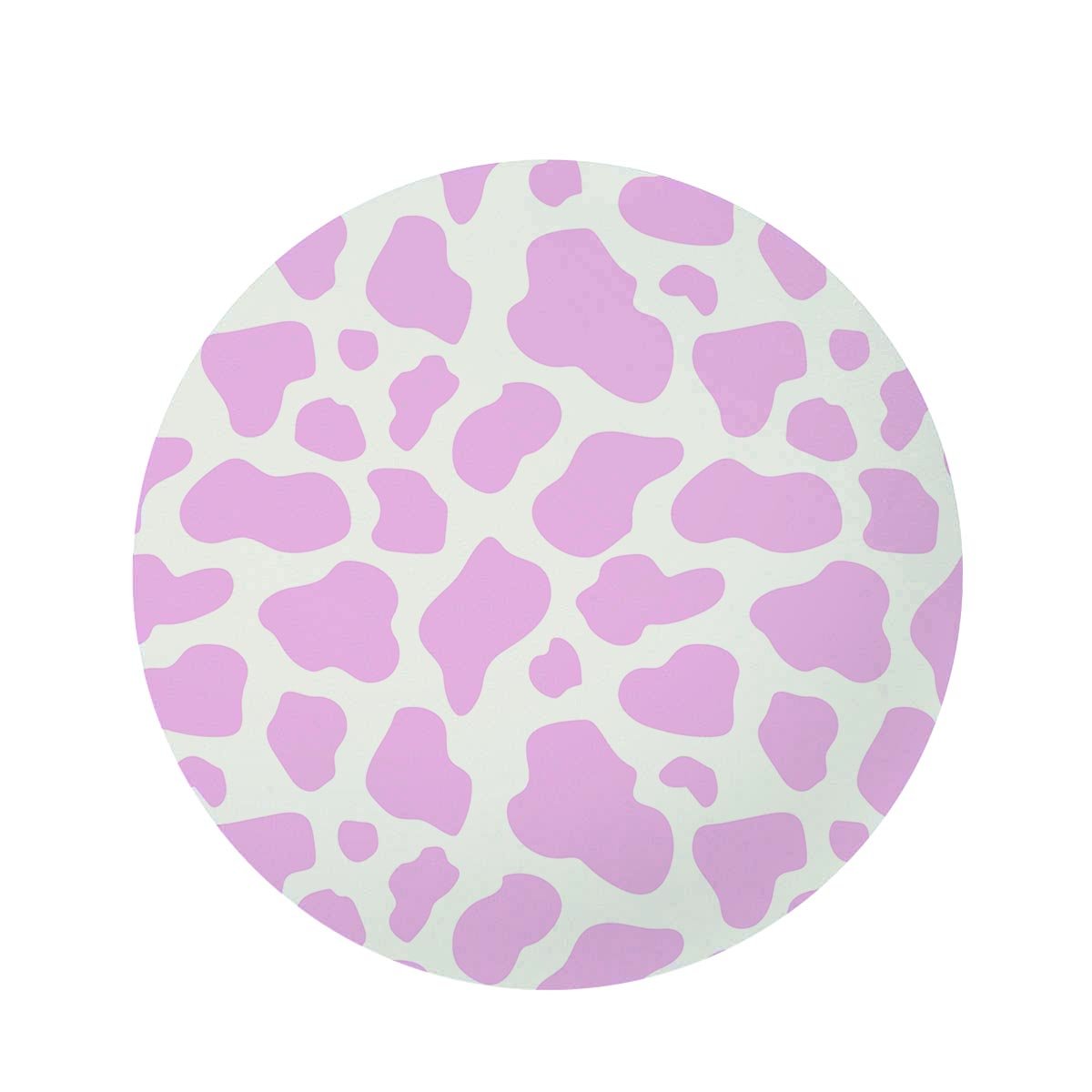 Pink White Cow Print Round Rug EcoSpringFarm