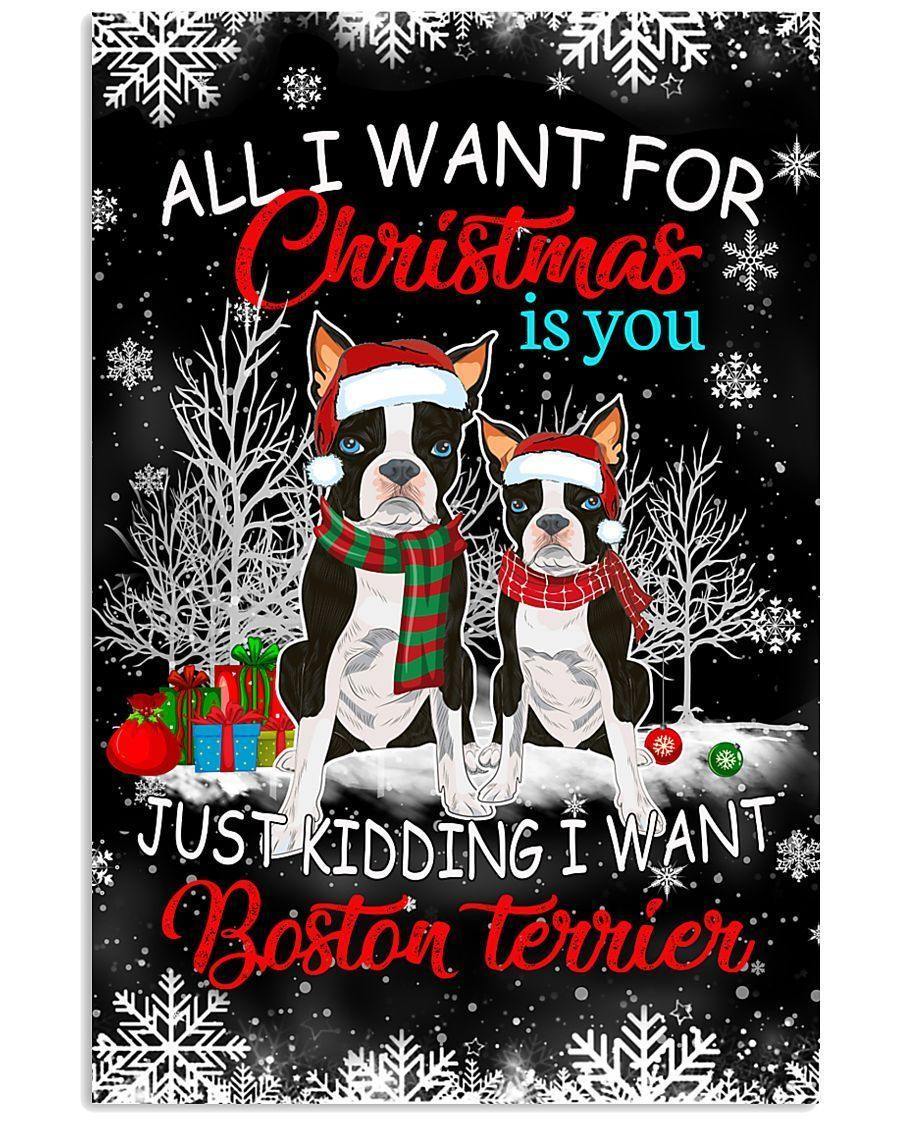 Boston Terrier All I Want For Christmas Is You – Best Idea Gift , Gift For Home Decor, Gift For Family – Horizontal Canvas Matte Canvas Wall Art