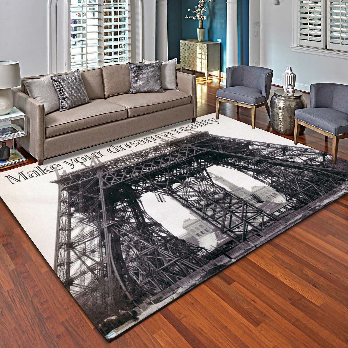 Eiffel Tower Construction Area Rugs, Living Room Carpet