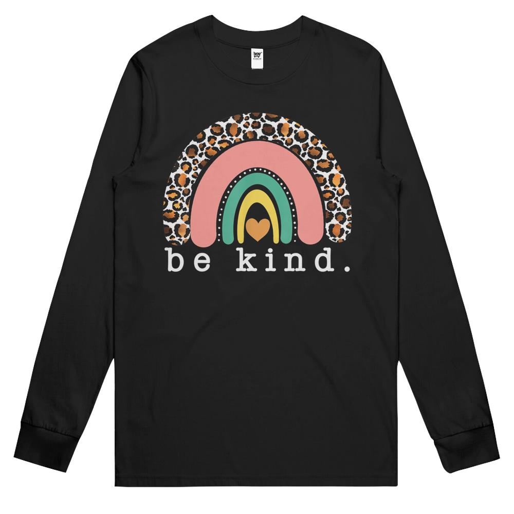 Be Kind Shirt, Be Kind Long Sleeve T Shirts, Be Kind Rainbow Shirt, Be Kind Rainbow Long Sleeve T Shirts, Rainbow Be Kind Shirt, Be Kind Leopard Boho Rainbow Long Sleeve T Shirts