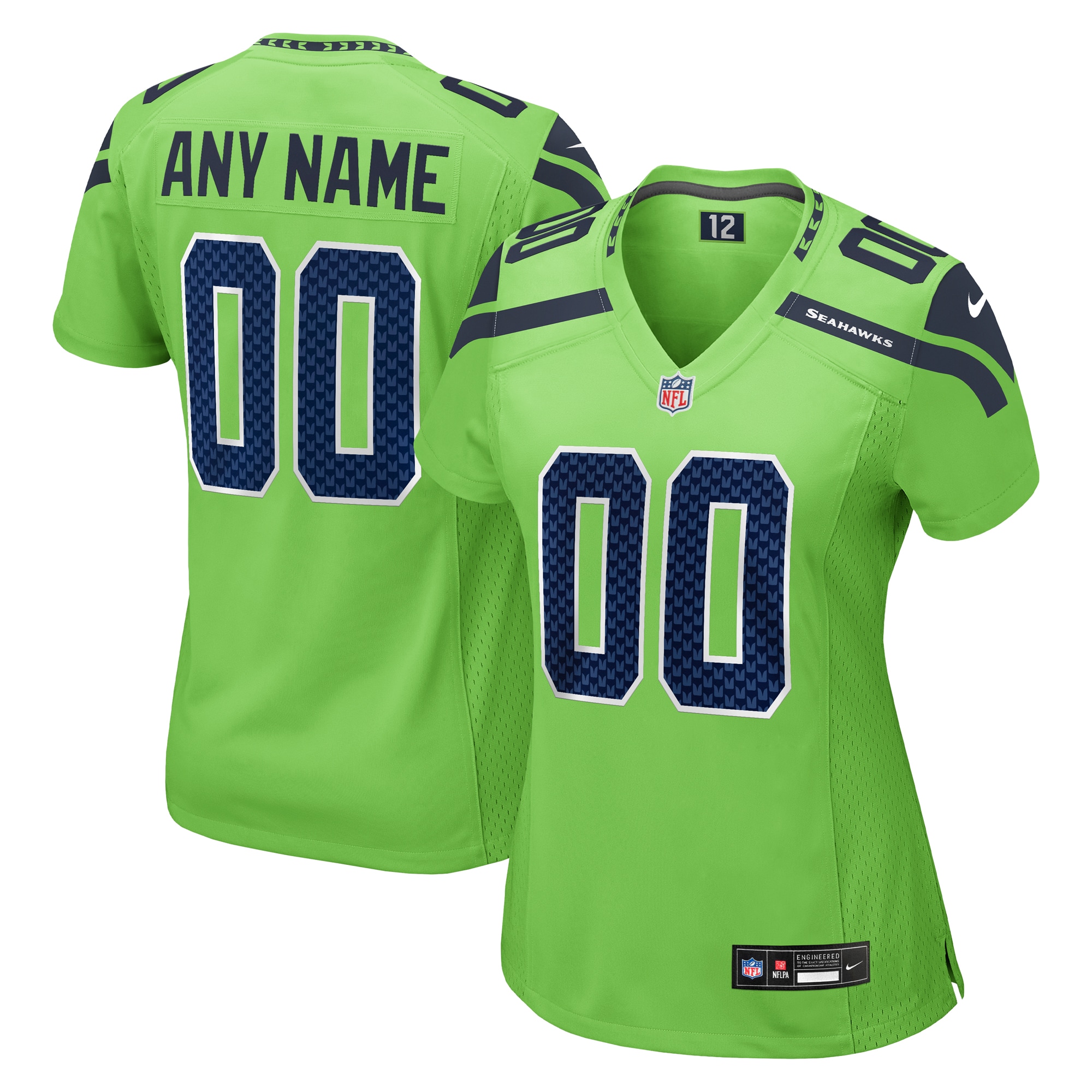 Women’s Seattle Seahawks Neon Green Alternate Custom Game Jersey