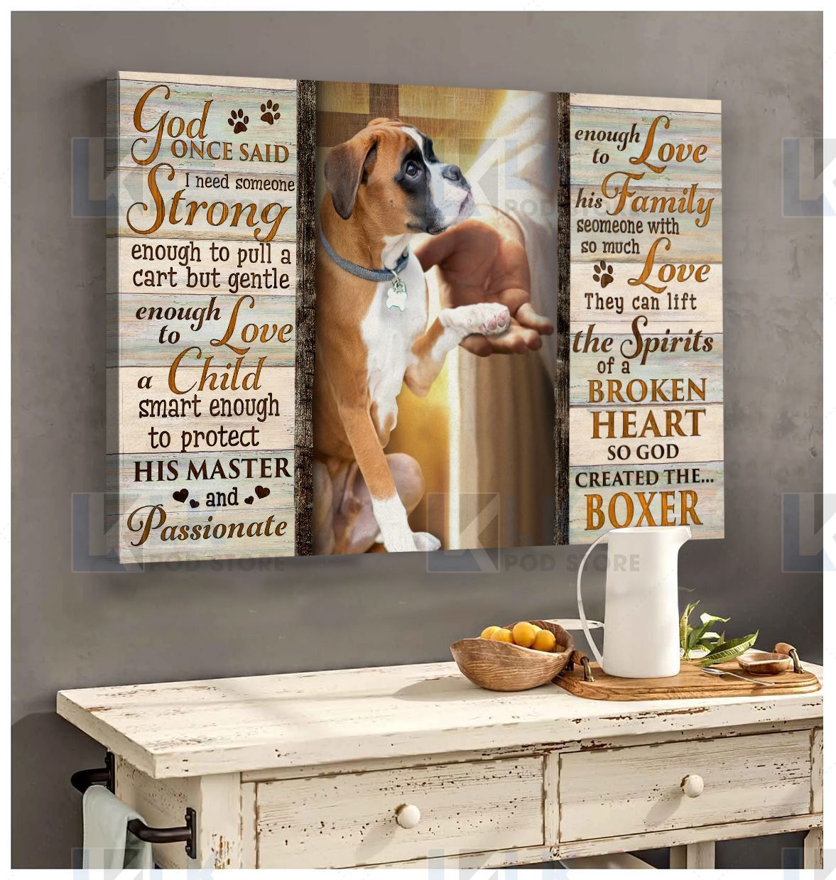 BOXER – CANVAS God Once Said [ID3-B] | Framed, Best Gift, Pet Lover, Housewarming, Wall Art Print, Home Decor