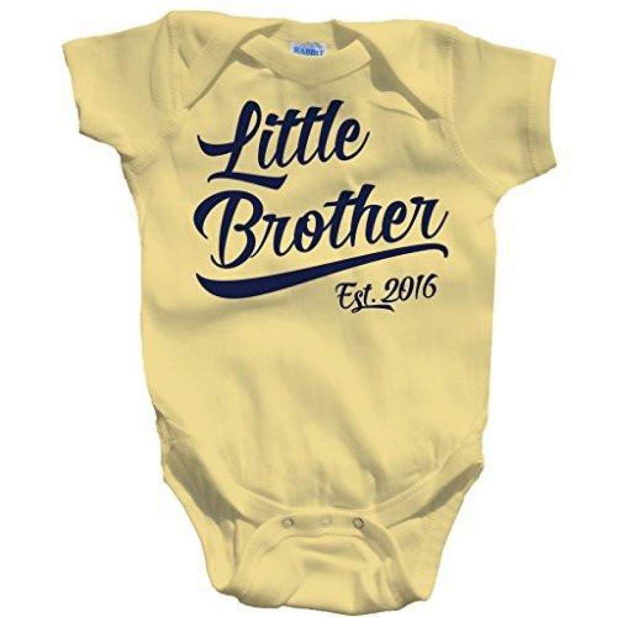 Shirts By Sarah Baby Boy’s Little Brother Est. 2016 One Piece Bodysuit