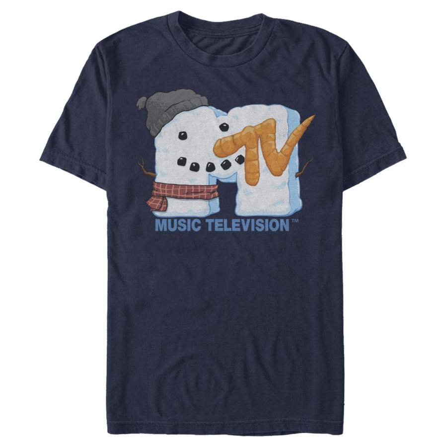 MTV Men’s Christmas Logo Snowman  T Shirt