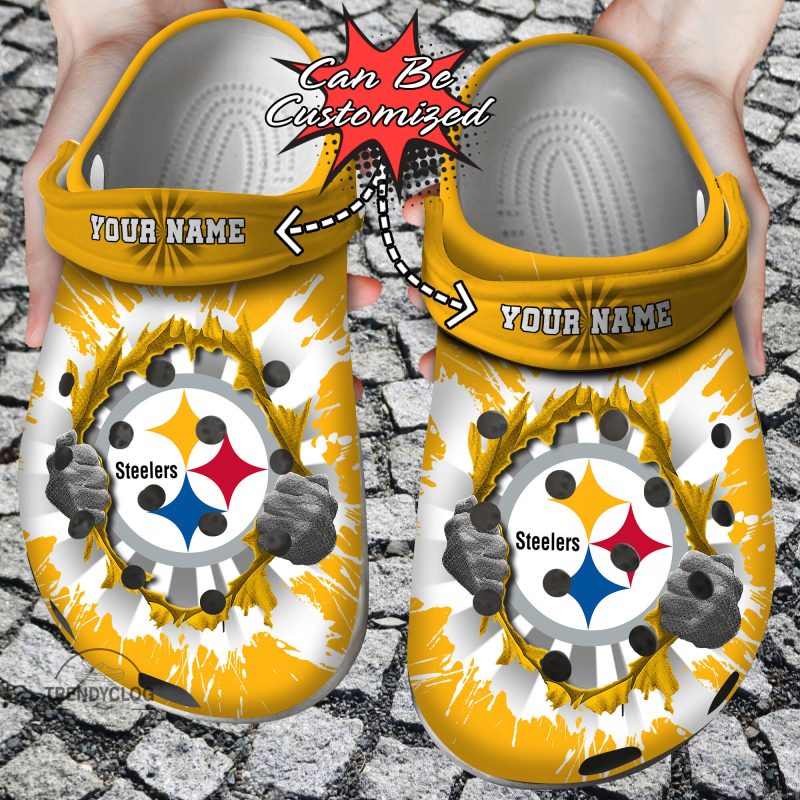 Football Personalized PSteelers Hands Ripping Light Clog Shoes