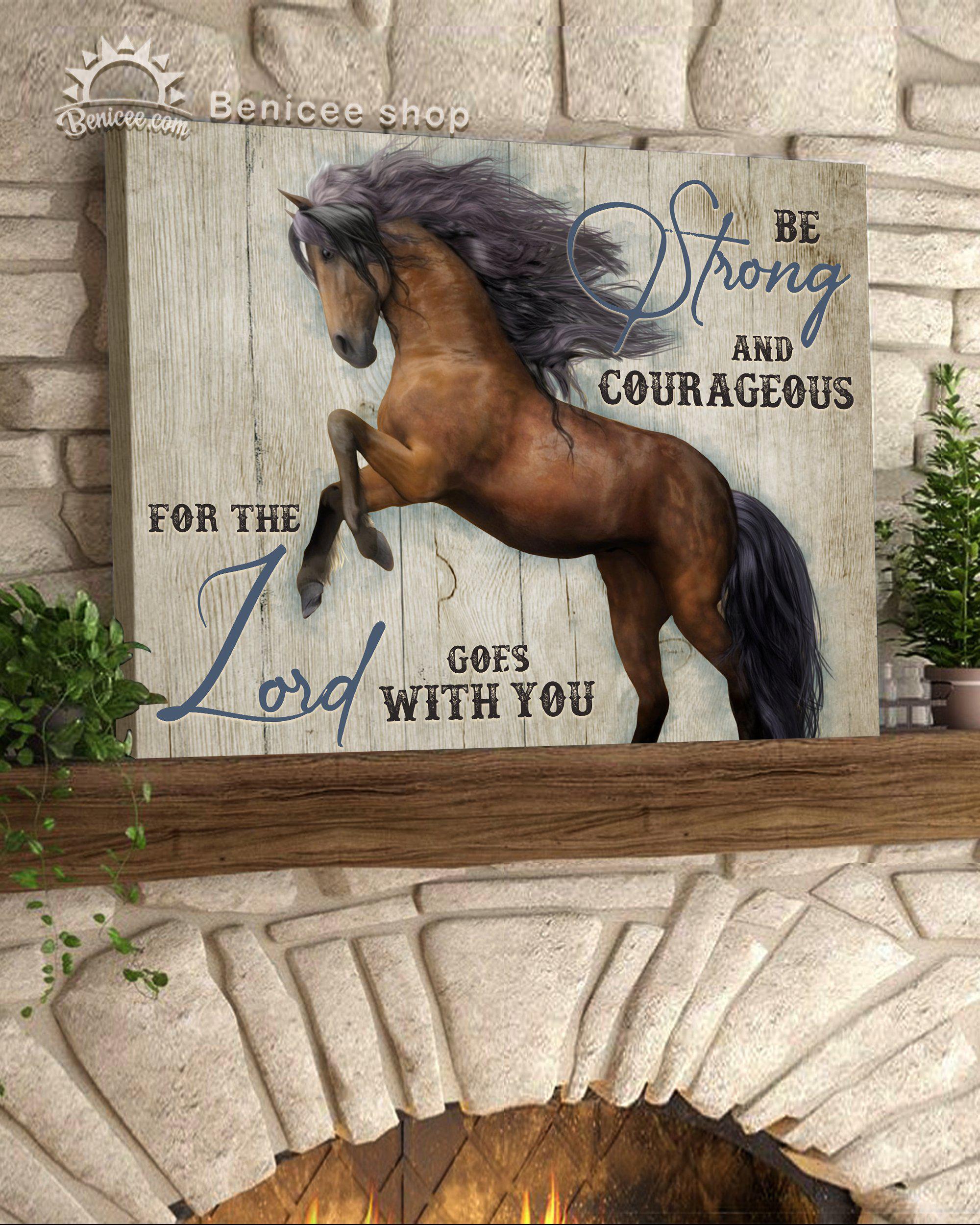 Benicee Horse Wall Art Canvas Decor Be Strong And Courageous Top 3 Home Decor