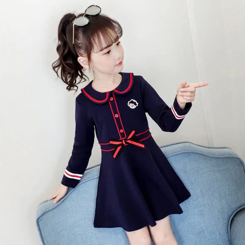 2022 Girls Dress Spring Autumn Kids Children College Wind Cotton Long Sleeve Dress Children Kids Casual Princess Dress For Girls alx