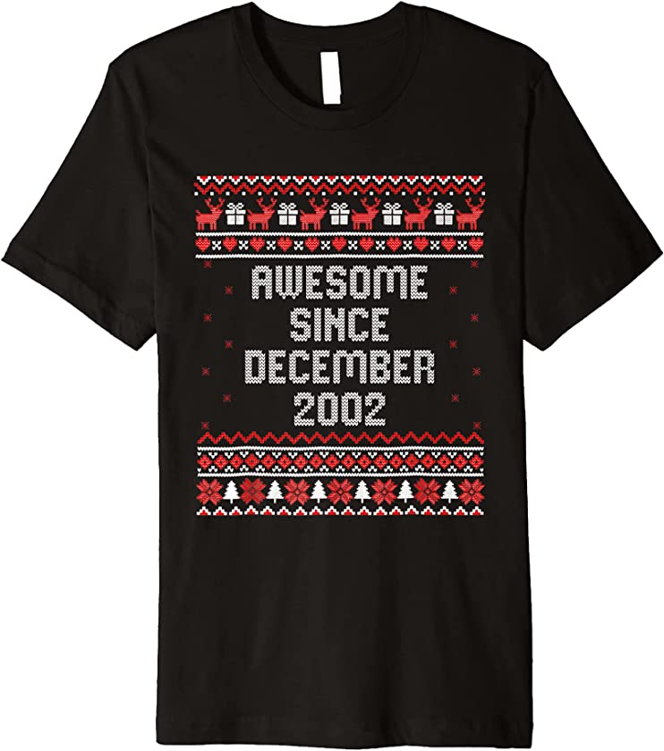 Awesome Since December 2002 20th Birthday Ugly Christmas Premium T-Shirt