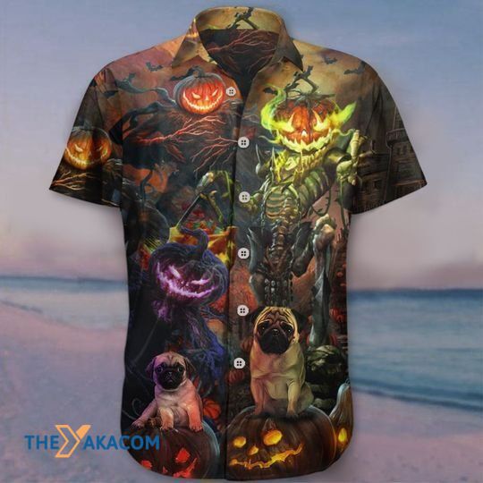 Happy Halloween With Awesome Pug Pumpkin King Gift For Dog Lovers Hawaiian Shirt Ha102652