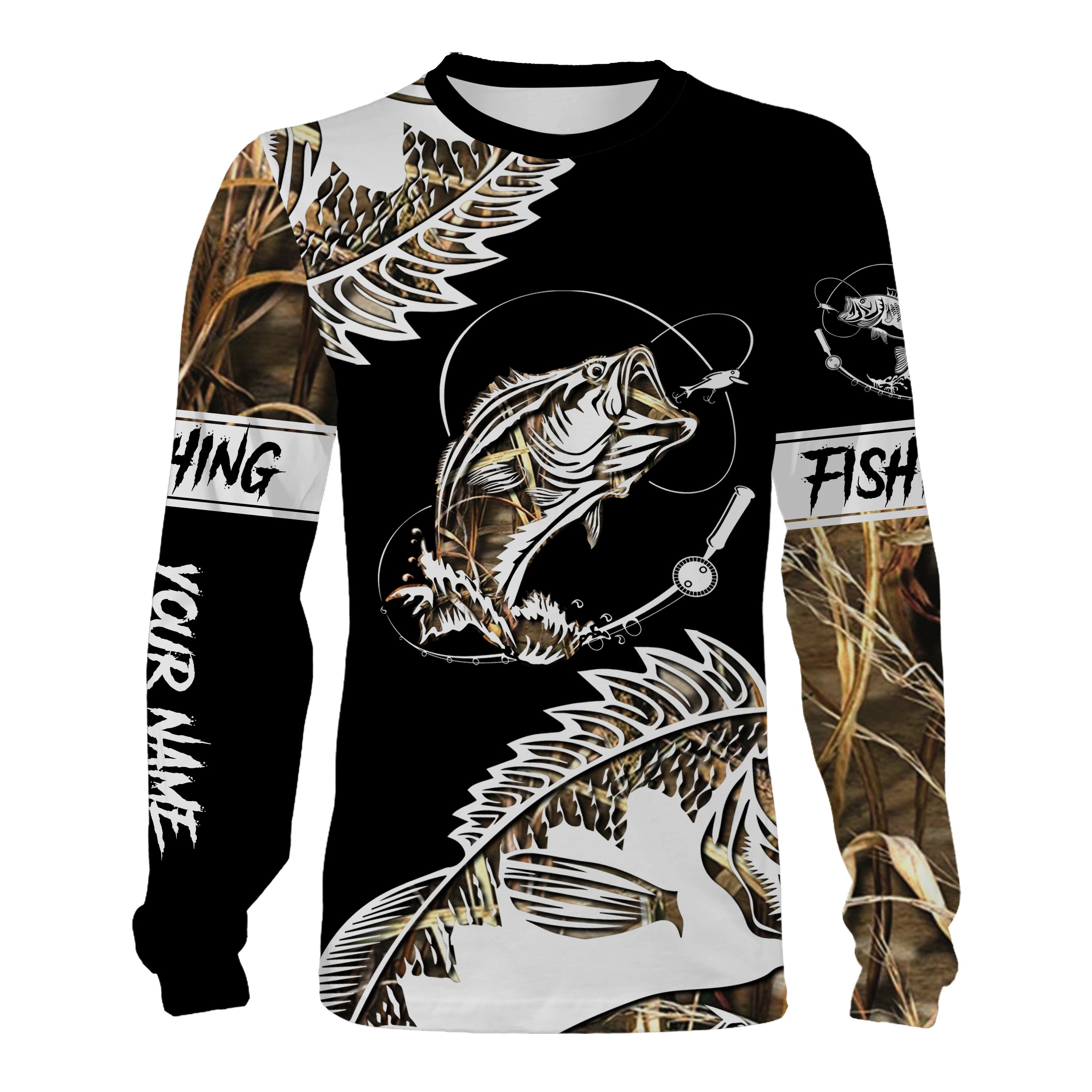 Bass fishing Men Women’s fishing apparel Fishing camo tattoo Custom Name 3D All over printing Shirts Hoodie JAN21FSD1373