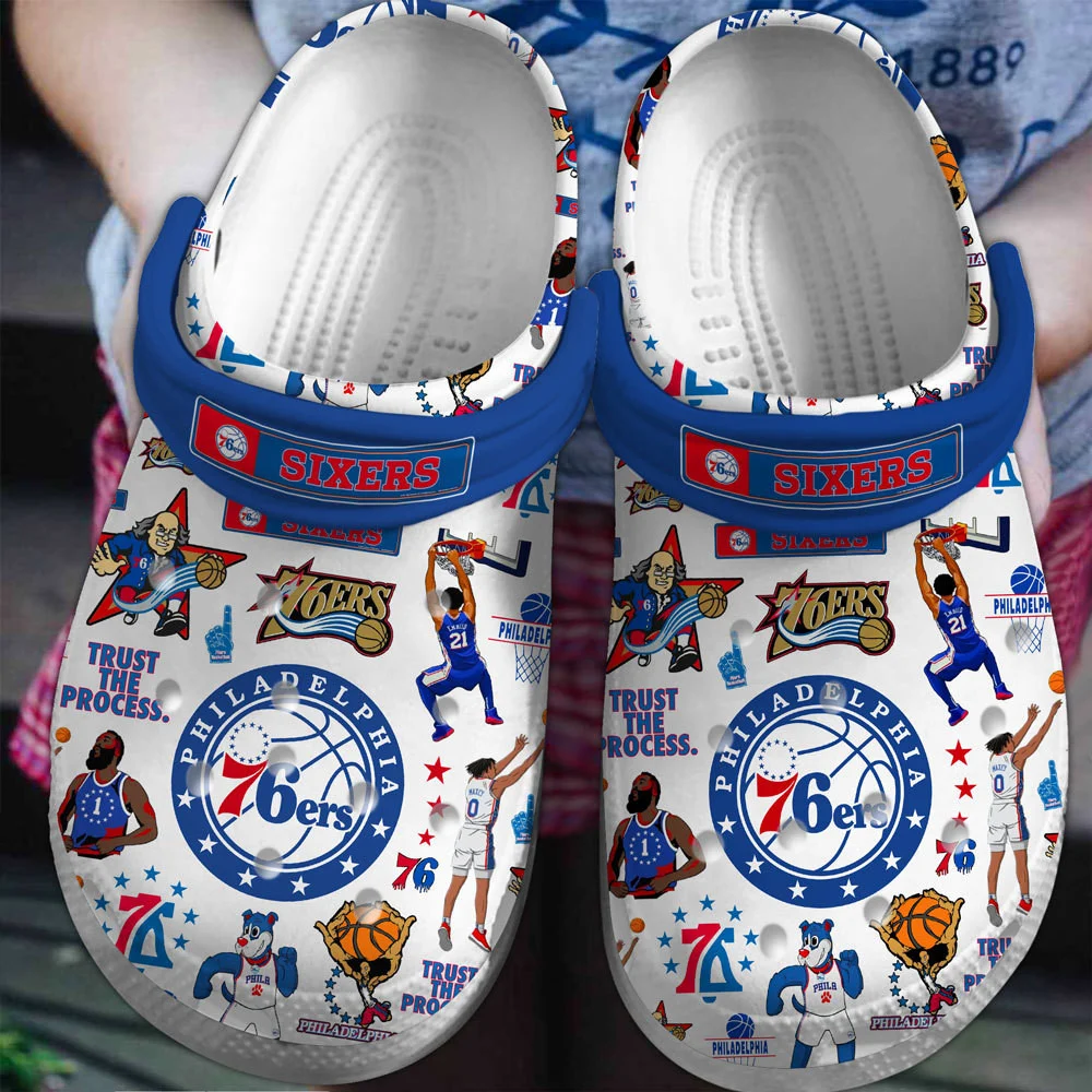 Philadelphia 76ers Basketball team NBA Sport Crocs Crocband Clogs Shoes Comfortable For Men Women and Kids 2