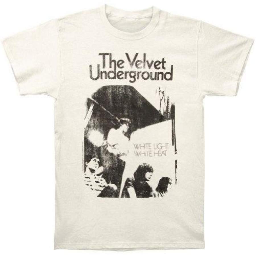 YPS Fashion shirt Men’s casual t-shirt Velvet Underground Men’s White Light/White Heat Slim Fit T-shirt Vintage