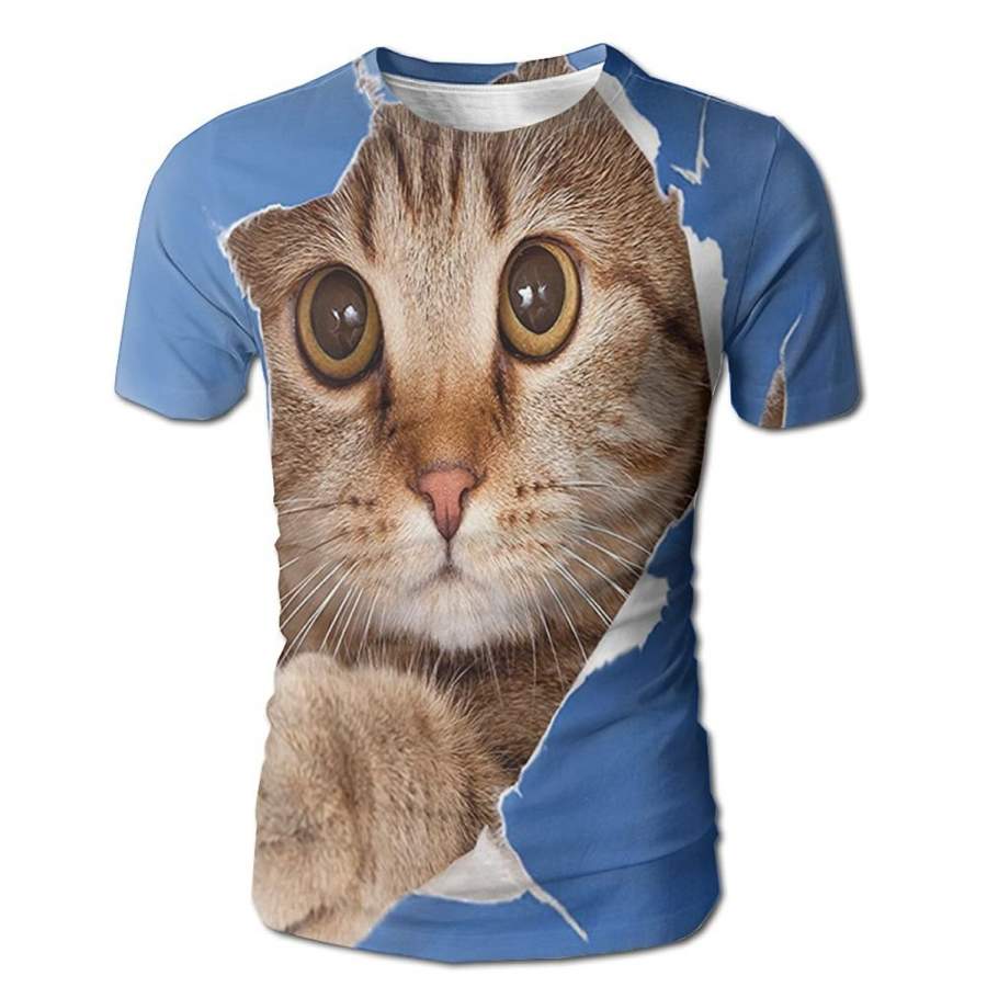 DTAFind  DTAEdgar John Cute Kitten in Paper Hole Paws Playful Scottish Cat Adorable Pet Men’s Short Sleeve Tshirt