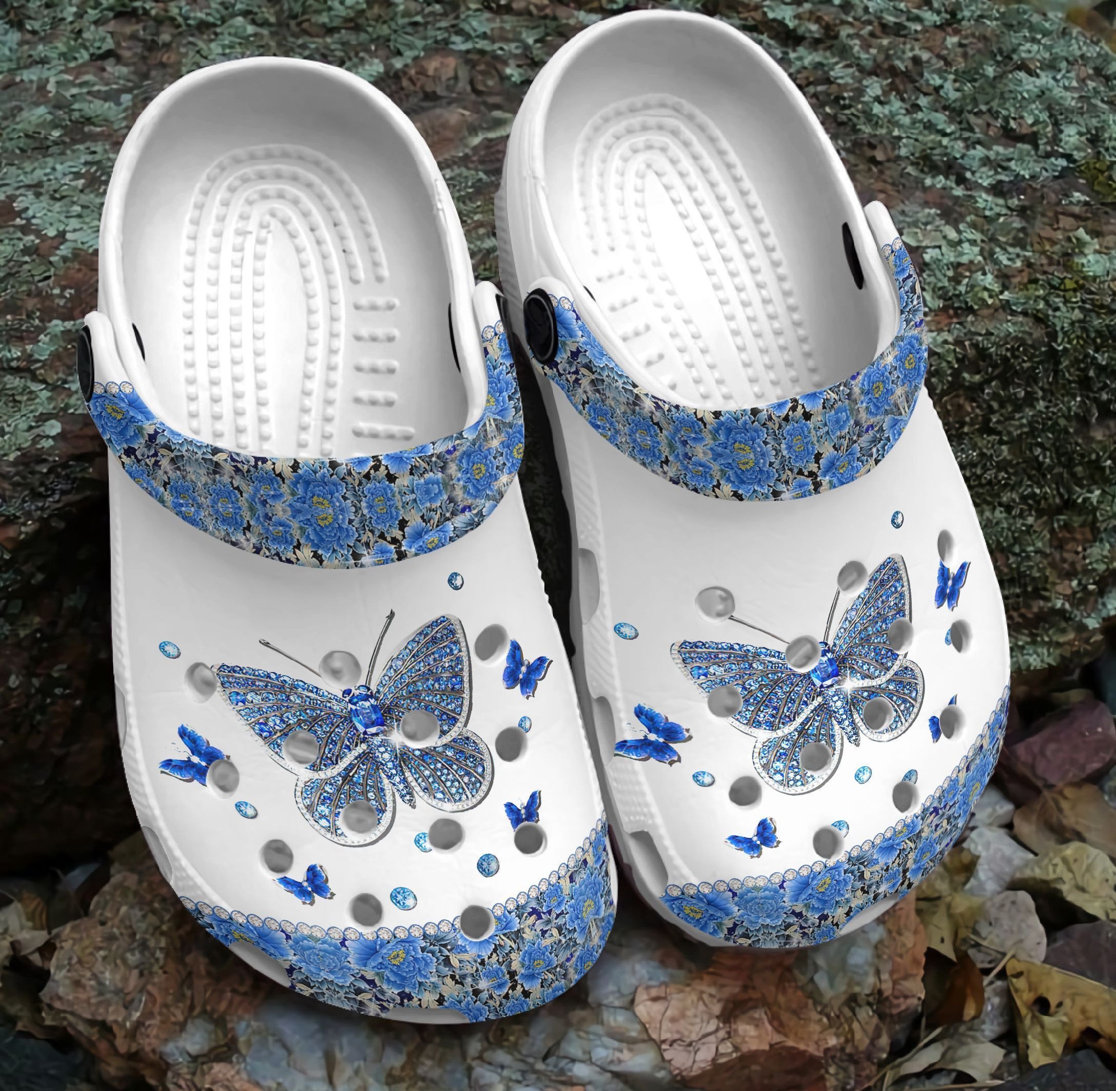Blue Butterfly Clog Shoes#Hd