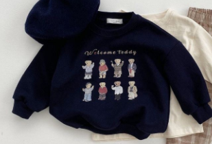 3658B Korean Children’s Sweater Cartoon Pullover 2022 Autumn New Hot Sale Boys’ Sweater Bears Print 0-4Year Girl’s Pullover Tops alx