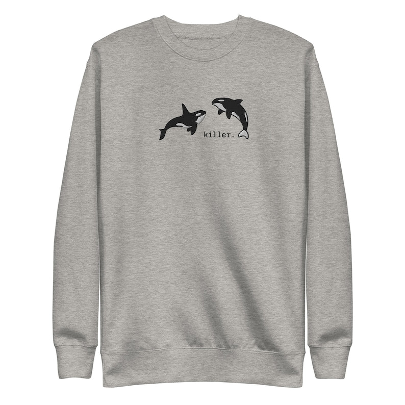 Orca Whale Embroidered Sweatshirt 2D Crewneck Sweatshirt All Over Print Sweatshirt For Women Sweatshirt For Men Sws3134