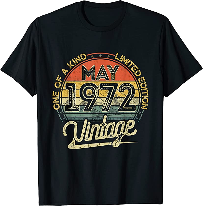 Vintage Retro May 1972 49th Birthday Gift 49 Years Old T-Shirt