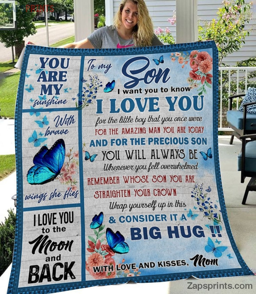 Gift For Son – To My Son – Butterfly – Considered It A Big Hug – Blanket