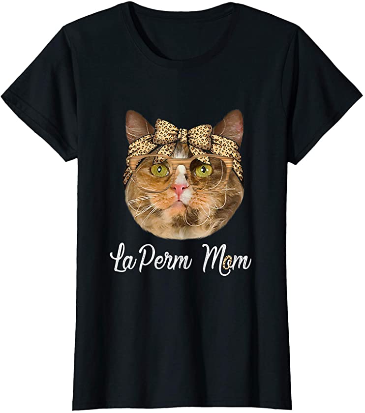 Womens Cute LaPerm Mom Leopard Cat Mom Mother’s Day T-Shirt