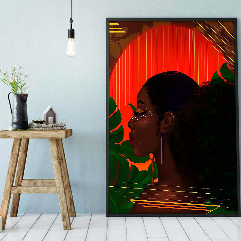 African Custom Canvas Retro African Poster Black Girl Magic African King Glamorous Home Decor Canvas