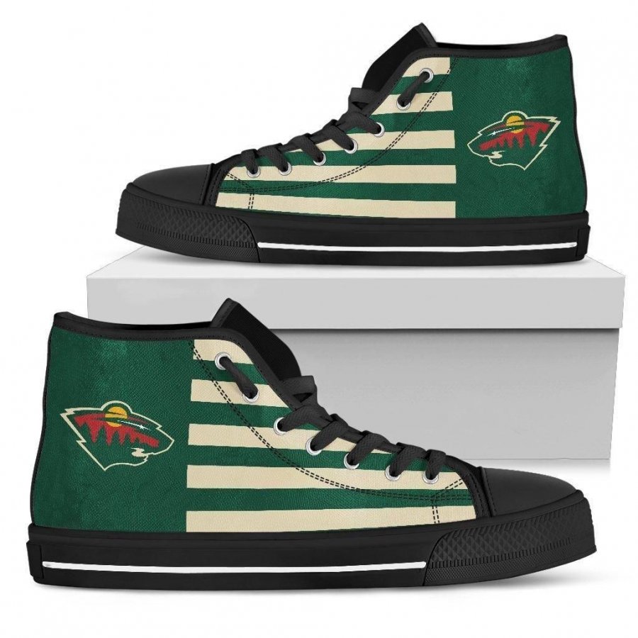 American Flag Minnesota Wild High Top Shoes #440