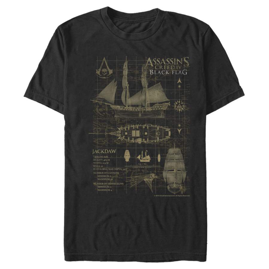 Assassin’s Creed Men’s Flag Jackdaw Schematics  T Shirt