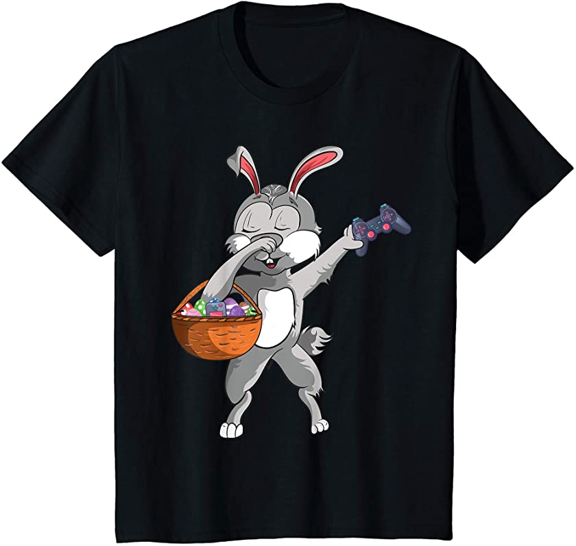 Kids Easter Day 2021 Funny Dabbing Rabbit Gaming For Kid Girl Boy T-Shirt