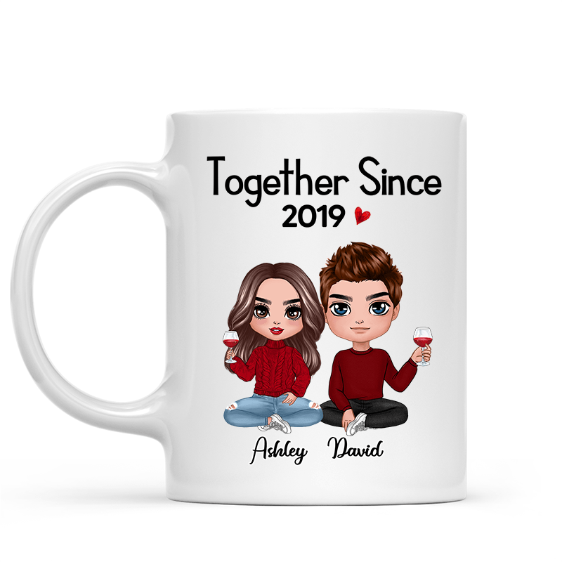 Doll Couple Sitting  Gift For Him For Her Personalized Mug