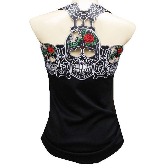 Rockabilly Punk Rock Baby Sugar Muerte Skull Tank Top S Shirt