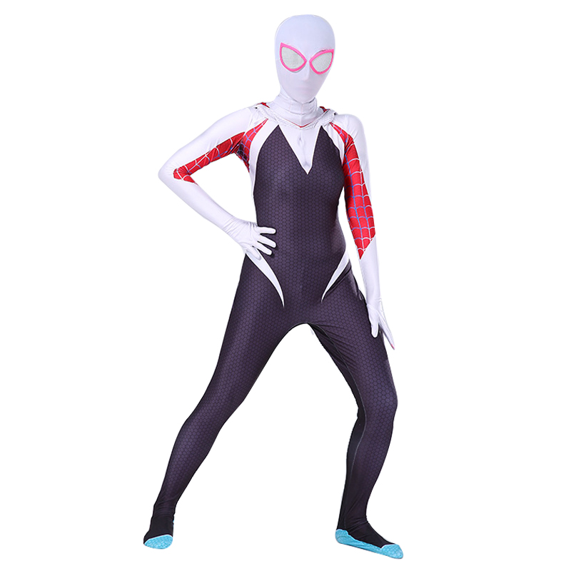 superhero anime Gwen Stacy Cosplay Costume Kids Adult Zentai Suit Spider Women man cosplay Girl Carnival Halloween For Girls alx