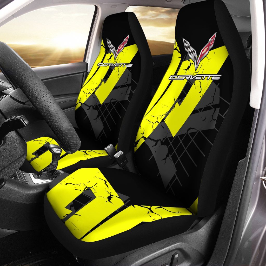 Chevrolet Corvette  Car Seat Cover (Set Of 2) Ver 7 (Yellow)