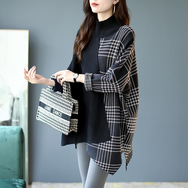 Casual Patchwork Turtleneck Sweaters Thick Loose-fitting Fashion Trends Women’s Clothing Autumn Winter Korean Pullovers Grace alx