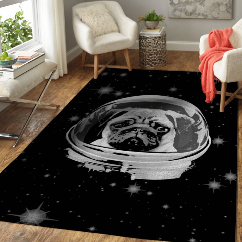 Pug Astronaut – Grayscale Animals Area Rug Carpet