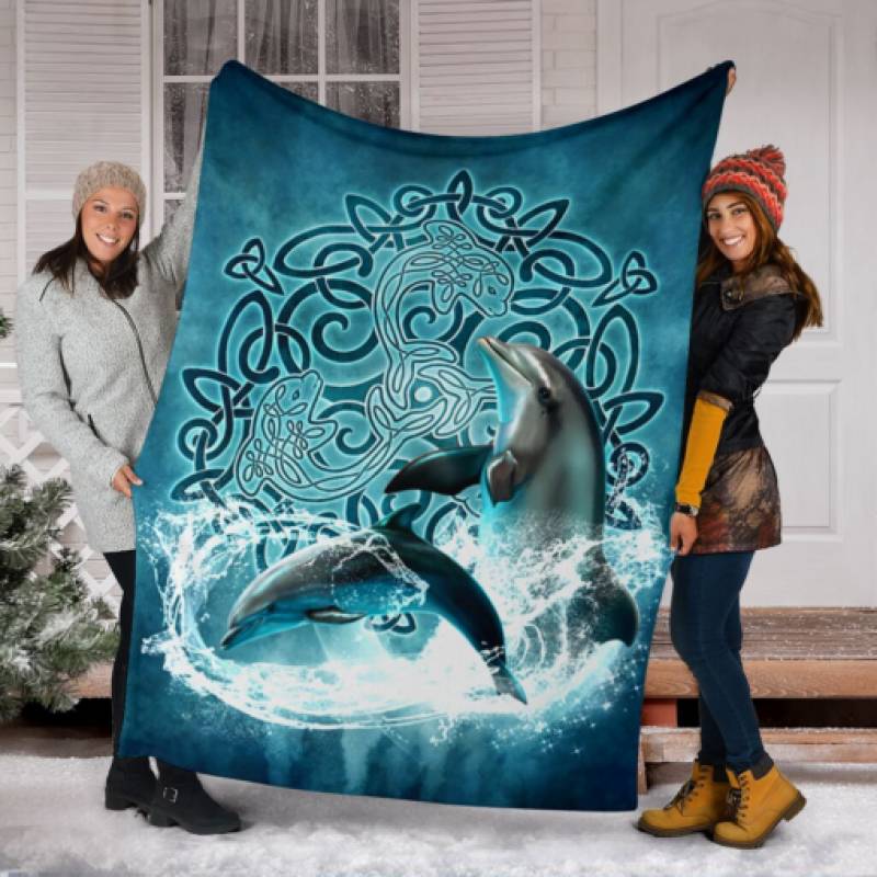 homesweetquilt – Dolphin Celtic Knot Fleece Blanket, Small, Medium, Large, X-large, hf1408