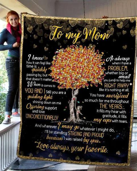 To My Mom Love Always Your Favorite Fleece Blanket Gift For Mom Home Decor Bedding Couch Sofa Soft And Comfy Cozy