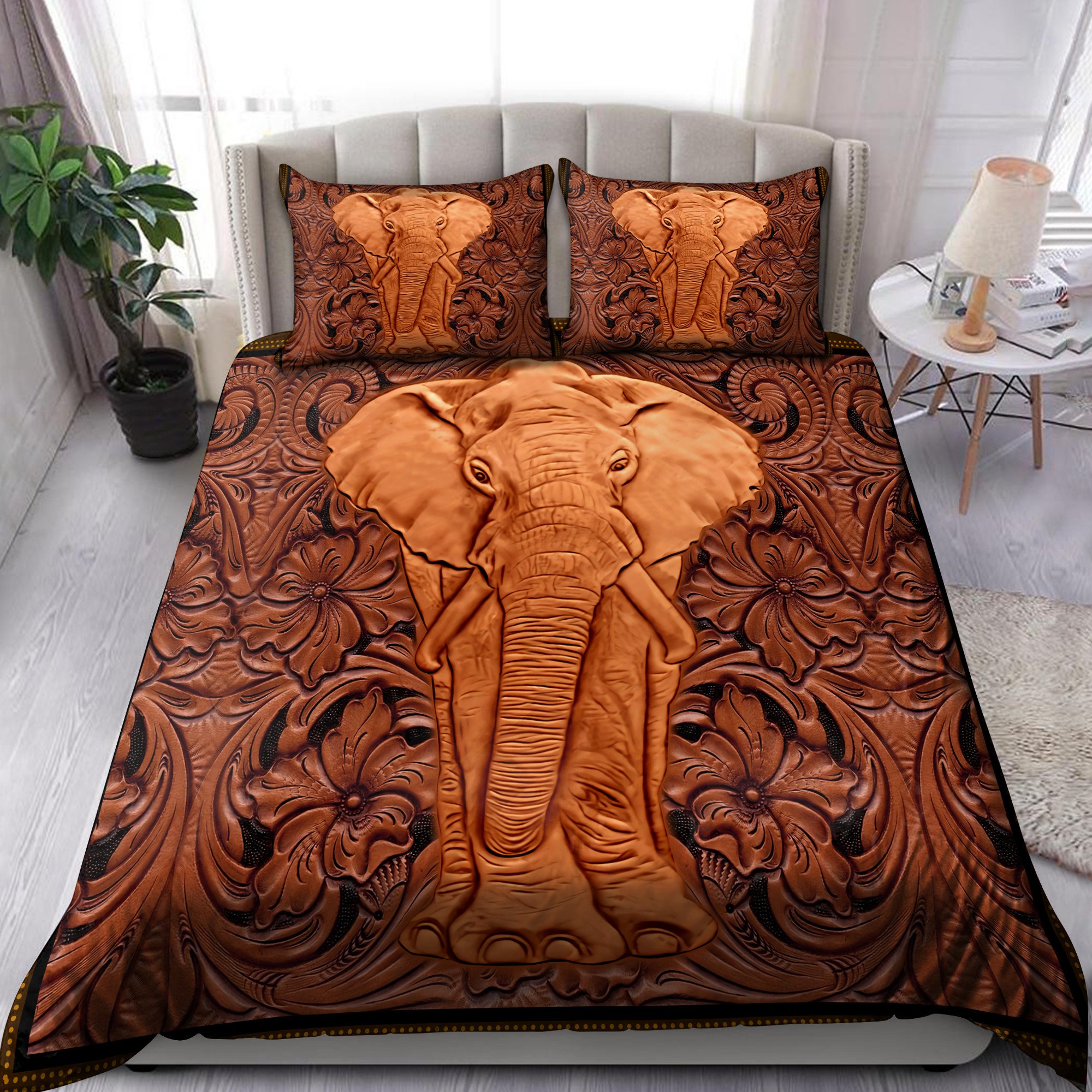 3D Leather Elephant Bedding Set Tna13012101