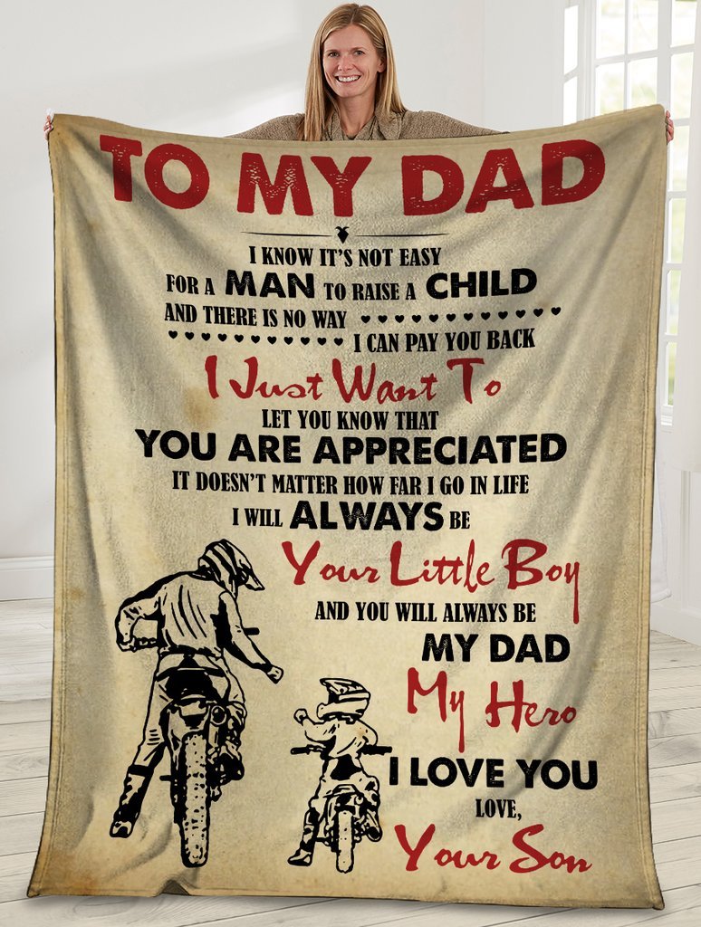 Biker Dad Gift, Gift For Dad, Gift For Biker, To My Dad Motorbike Fleece Blanket