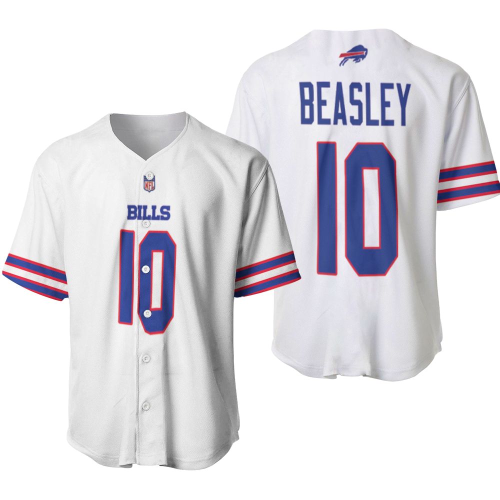 Buffalo Bills Cole Beasley #10 NFL Great Player American Football Team Game White 3D Designed Allover Gift For Bills Fans Baseball Jersey