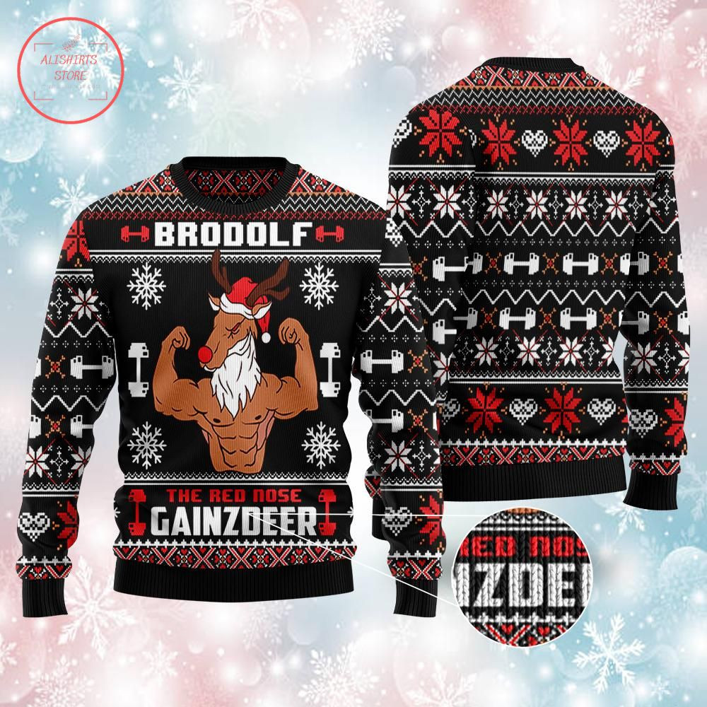 Muscle Deer Ugly Christmas Sweater – Diosweater