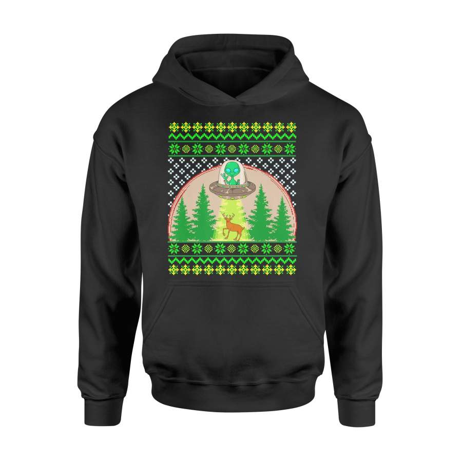 Ugly Christmas Pattern UFO Alien Sci-Fi Gift Premium T-Shirt – Standard Hoodie