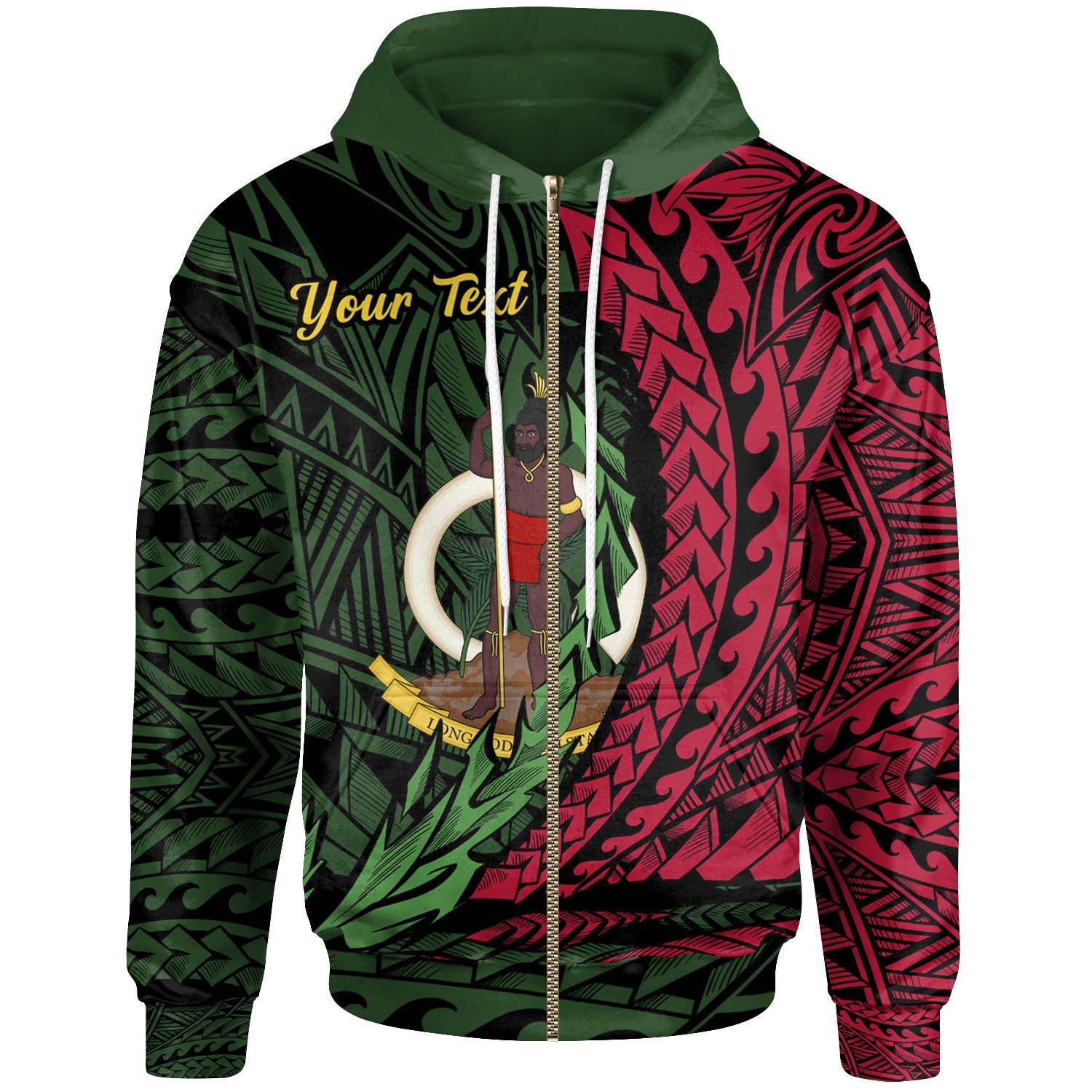 Vanuatu Zip Hoodie – Custom Wings Style – Pacific Print Hoodie