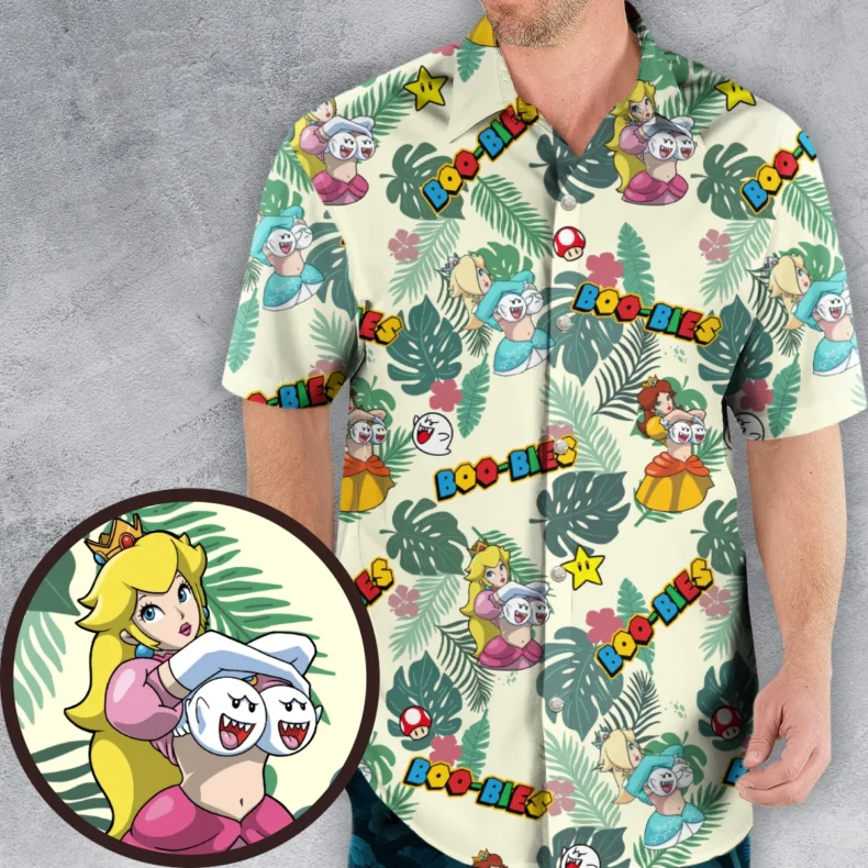 Super Mario Boo-Bies Pattern Hawaiian Shirt