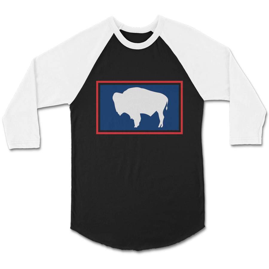 Wyoming Flag Buffalo Vintage CPY Unisex 3/4 Sleeve Baseball Tee T-Shirt