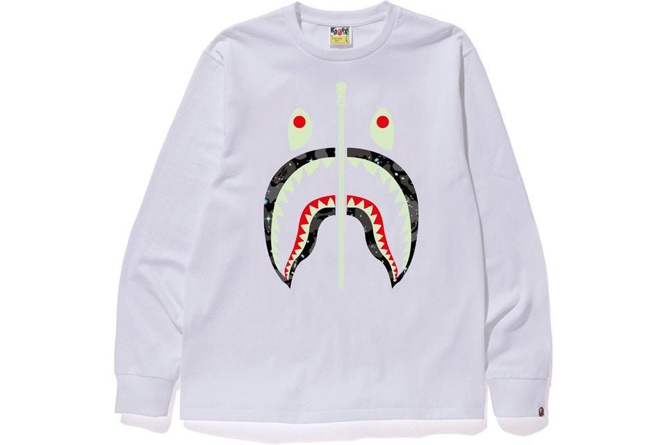 Bape Shark Face Glow In The Dark Camo Long Sleeve Shirt