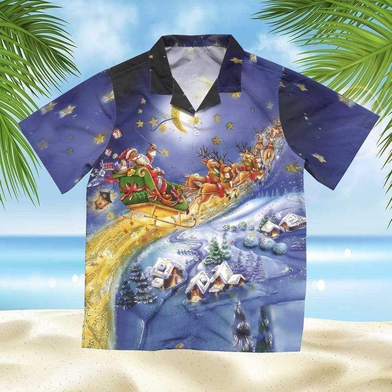 Discover Cool Santa Clauss Reindeer Christmas Eve Is Coming To Town Hawaii Aloha Shirts Ha47205