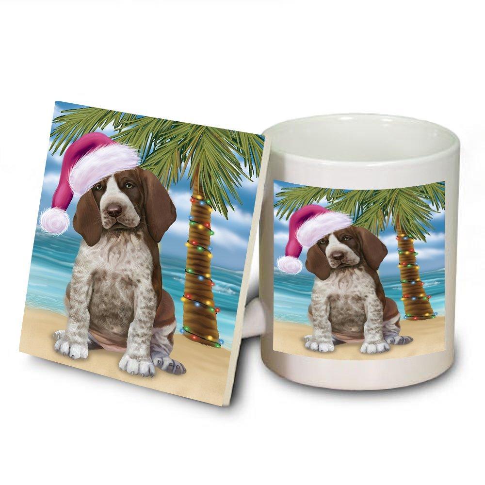 Summertime Bracco Italiano Puppy On Beach Christmas Mug And Coaster Set Muc0573