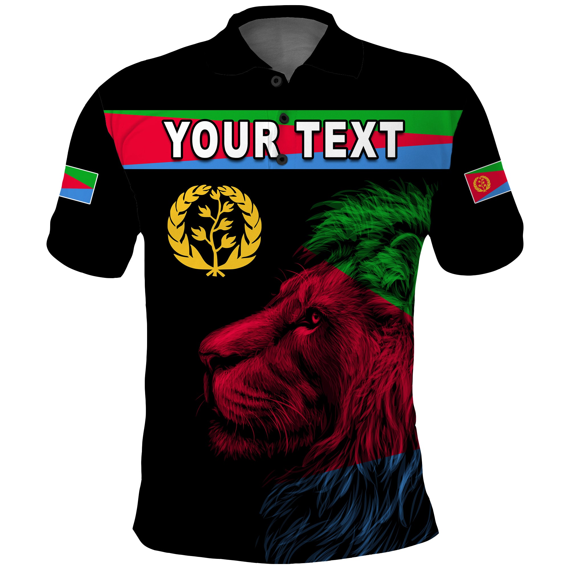 (Custom Personalised) Asmara Eritrean Polo Shirt Eritrea Lion Proud Olive Symbol Lt13