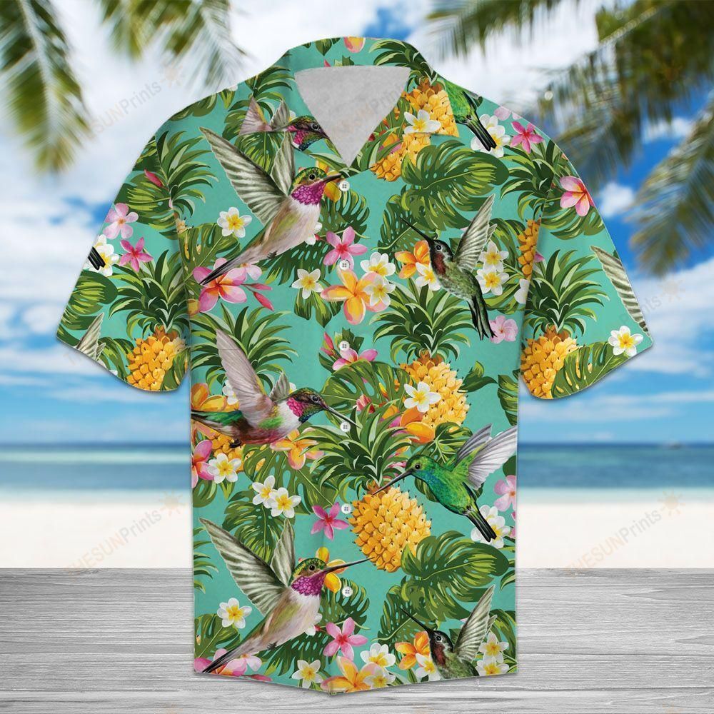 Tropical Pineapple Hummingbird Hawaiian Shirt Ha45793