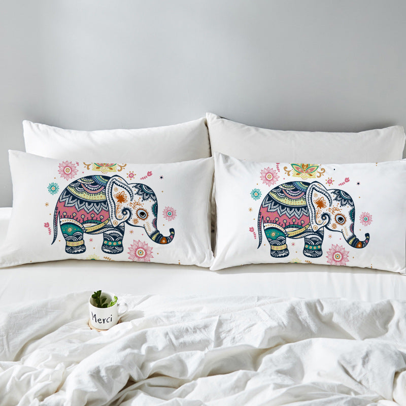 Bohemian Cartoon Elephant Pillowcase