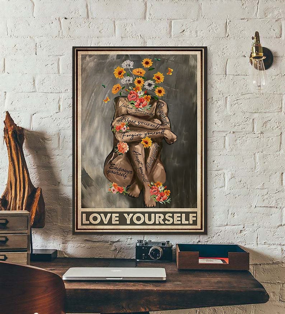 Love Yourself Print, African American Poster, Black Queen Girl Art, Black Women Sign, Black Girl Magic, Pot Head Canvas And Poster, Canvas Wall Art, My Poster Wall